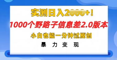 2025抖音1000个野路子信息差最新玩法,一分钟过原创,暴力变现月入几k-亮剑学堂