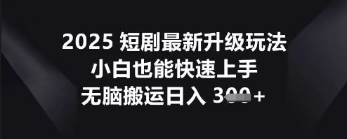 2025短剧最新升级玩法,小白也能快速上手,无脑搬运日入3张-亮剑学堂