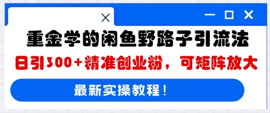 重金学的闲鱼野路子引流法,日引300+精准创业粉,可矩阵放大-亮剑学堂