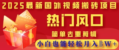 2025最新视频搬砖项目,热门风口,简单去重剪辑,小白也能轻松月入过W-亮剑学堂