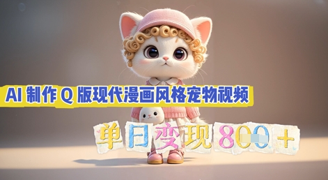 AI制作Q版现代漫画风格宠物视频,单日变现几张-亮剑学堂